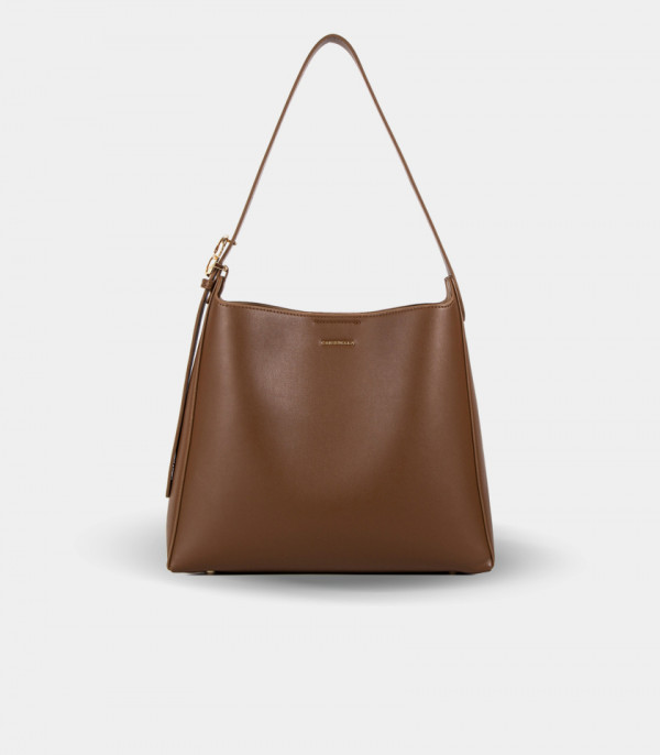 SEMPLICITO shoulder bag – CHRISBELLA Coffee color, front view.