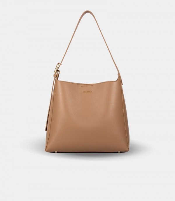 SEMPLICITO shoulder bag – CHRISBELLA Cream color, front view.