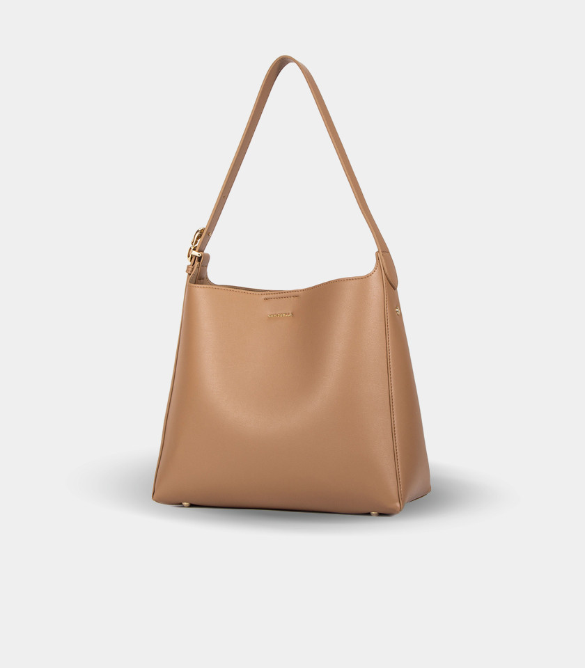 SEMPLICITO shoulder bag – CHRISBELLA Cream color, front view.