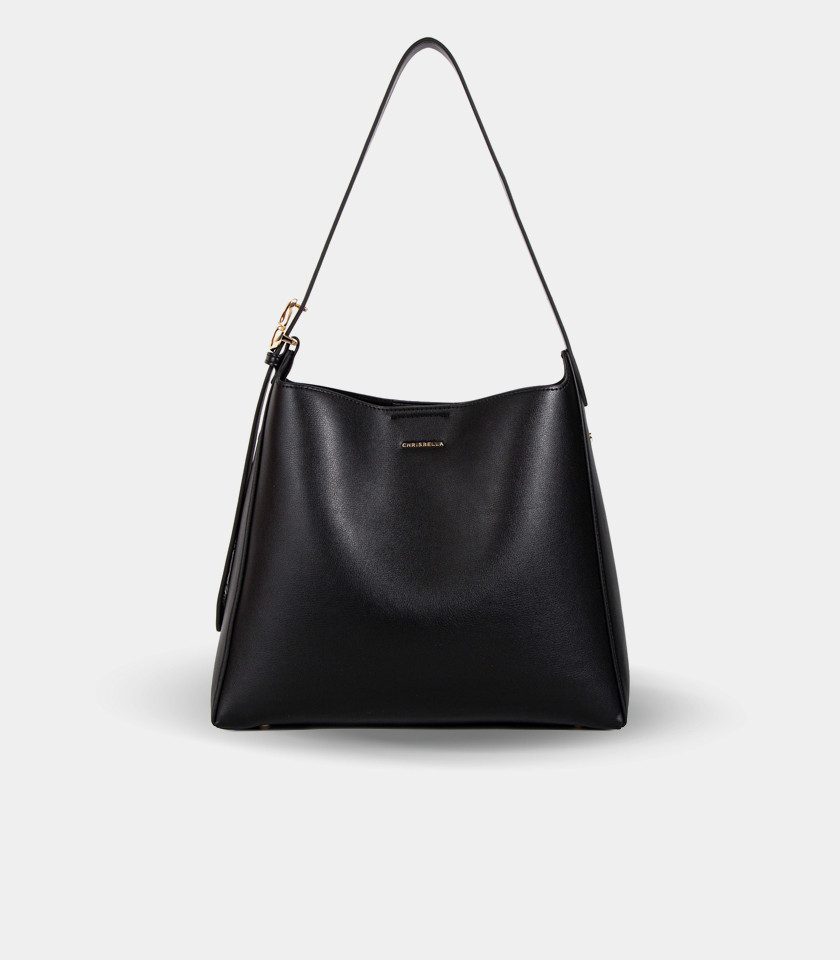 SEMPLICITO shoulder bag – CHRISBELLA Black color, front view.
