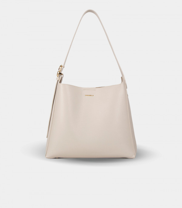 SEMPLICITO shoulder bag – CHRISBELLA Ivory color, front view.