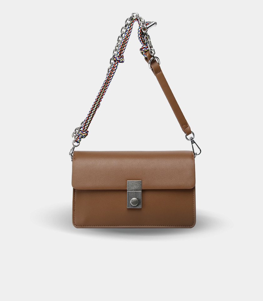 EMPREINTE FÉFÉ chain shoulder bag – Coffee color, front view.