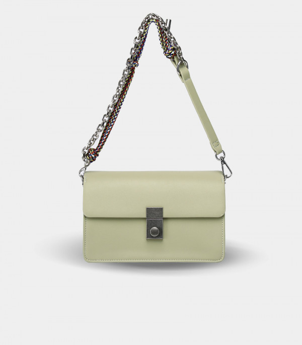 EMPREINTE FÉFÉ chain shoulder bag – Pistachio color, front view.