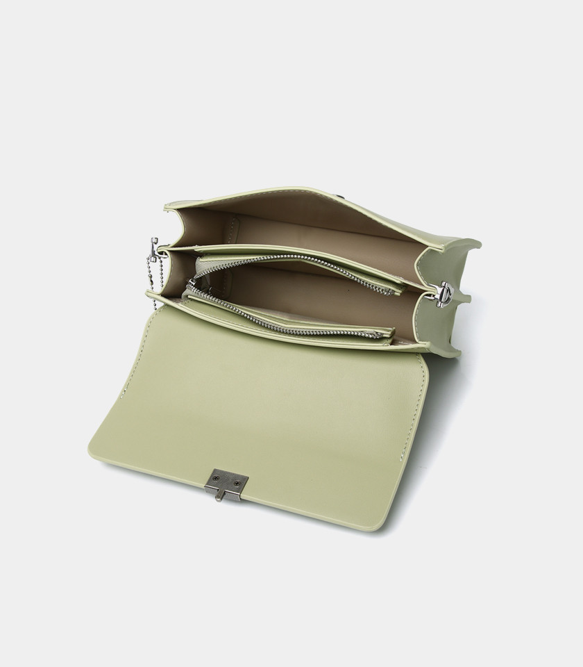 EMPREINTE FÉFÉ chain shoulder bag – Pistachio color, front view.