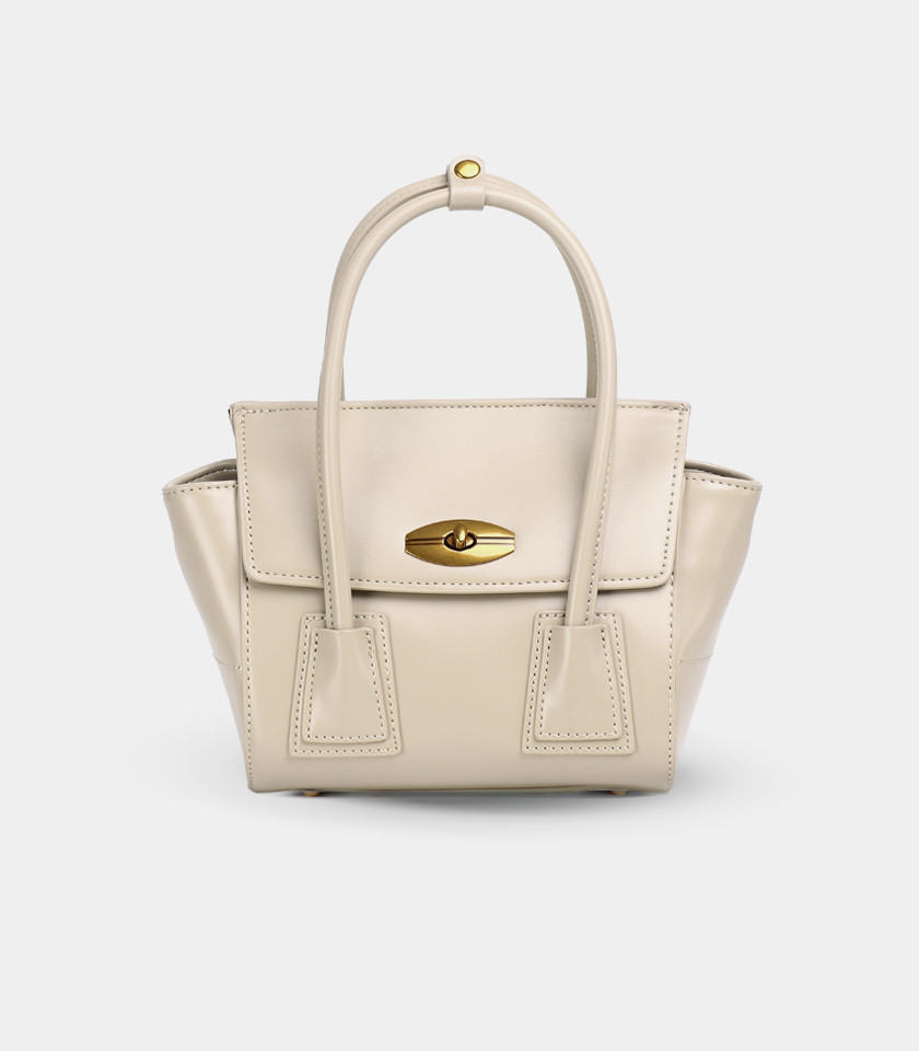 Borsa a mano con tracolla – HÉRITAGE FÉFÉ colore Crema, vista frontale.
