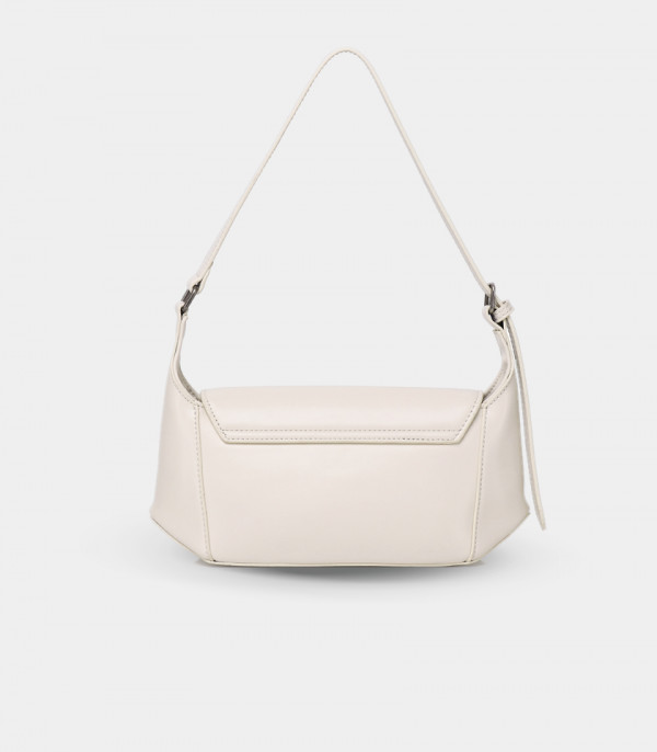 Back view of the PRÉSENCE FÉFÉ structured shoulder bag, Ivory color.