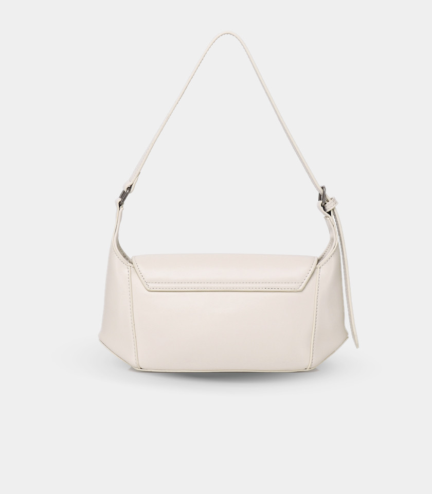 PRÉSENCE FÉFÉ structured shoulder bag – Ivory color, front view.