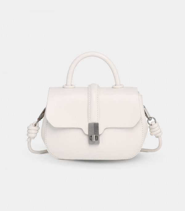ORBITE FÉFÉ handbag with strap – Ivory color, front view.