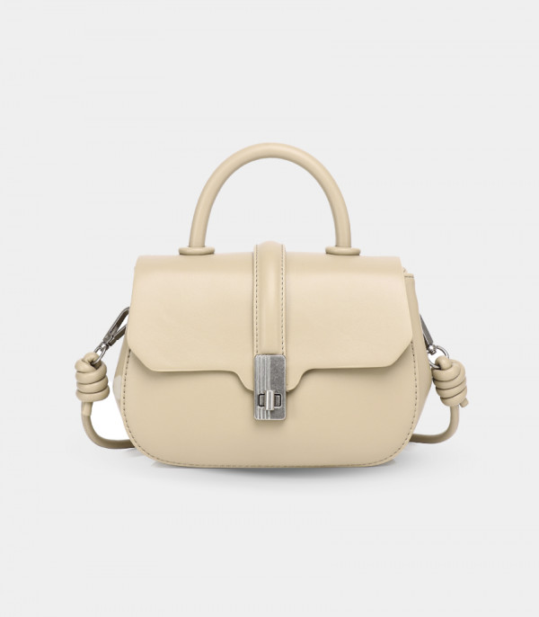 ORBITE FÉFÉ handbag with strap – Cream color, front view.
