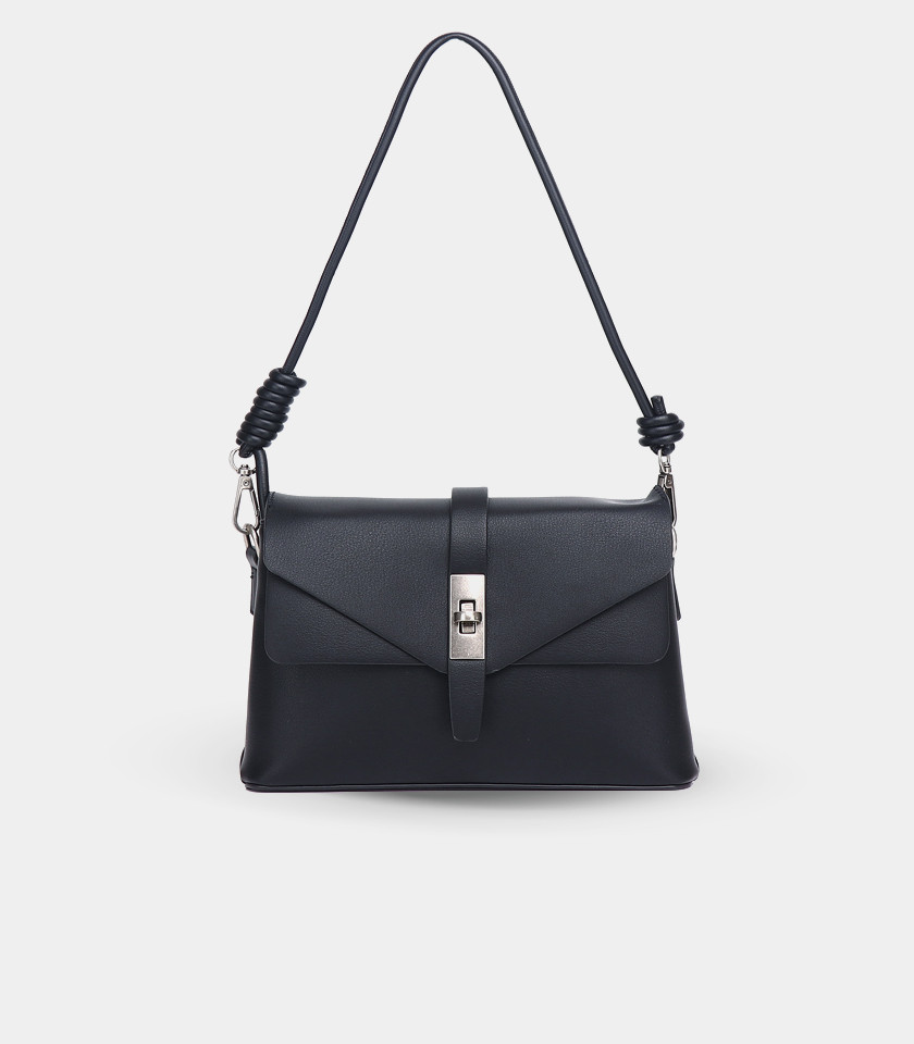 RÉSILIENCE FÉFÉ shoulder bag – Black color, front view.