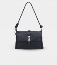 RÉSILIENCE FÉFÉ shoulder bag – Black color, front view.