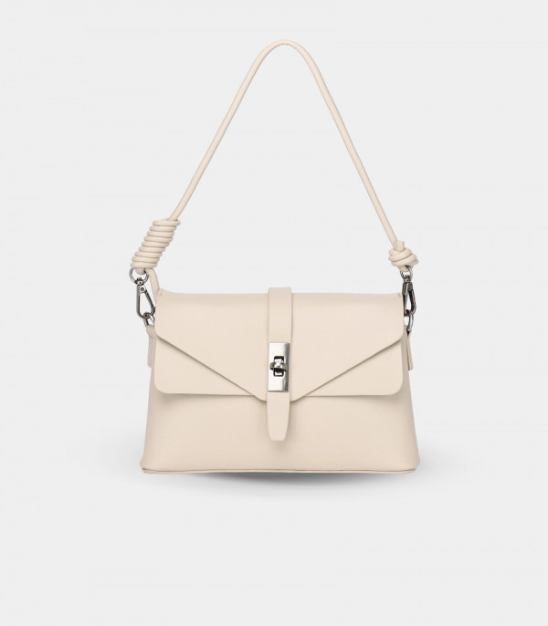 RÉSILIENCE FÉFÉ shoulder bag – Ivory color, front view.