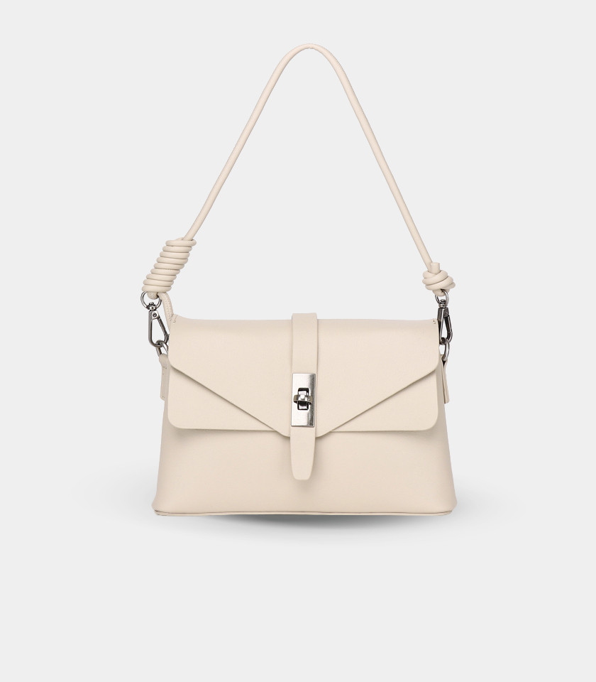 RÉSILIENCE FÉFÉ shoulder bag – Ivory color, front view.