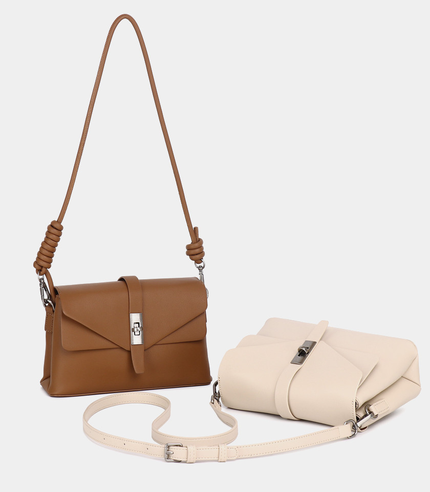 RÉSILIENCE FÉFÉ shoulder bag – Ivory color, front view.