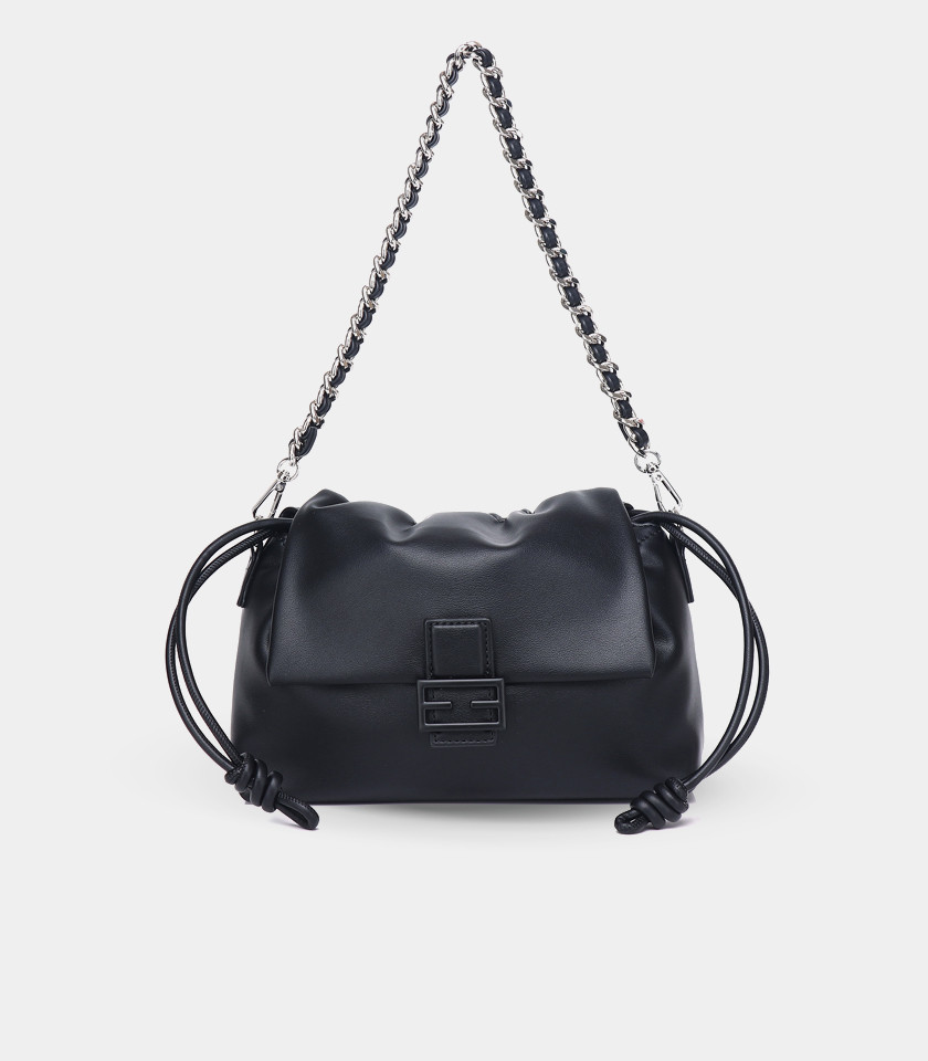 SOUPLESSE FÉFÉ chain shoulder bag - Black color, front view.