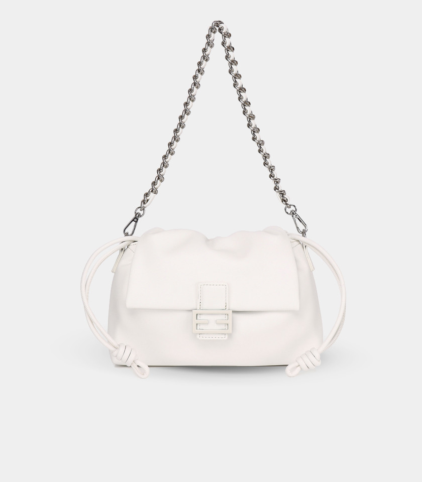 SOUPLESSE FÉFÉ chain shoulder bag - Ivory color, front view.