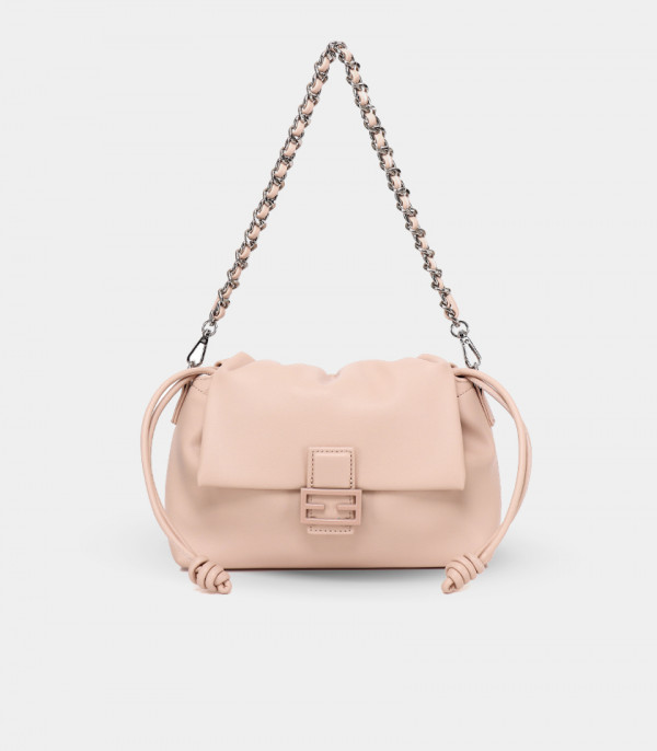 SOUPLESSE FÉFÉ chain shoulder bag - Salmon color, front view.