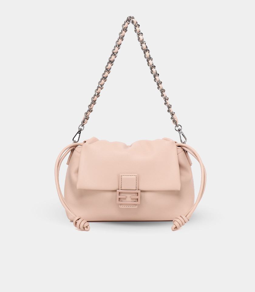 SOUPLESSE FÉFÉ chain shoulder bag - Salmon color, front view.