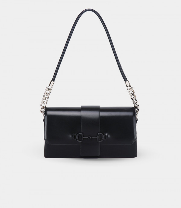 Bolsa de ombro com corrente AFFIRMÉ FÉFÉ – cor Preto, vista frontal.