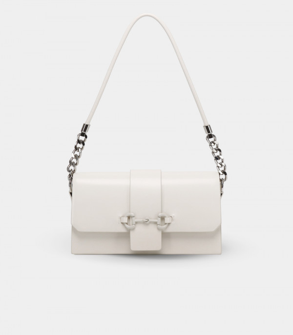 AFFIRMÉ FÉFÉ chain shoulder bag – Ivory color, front view.