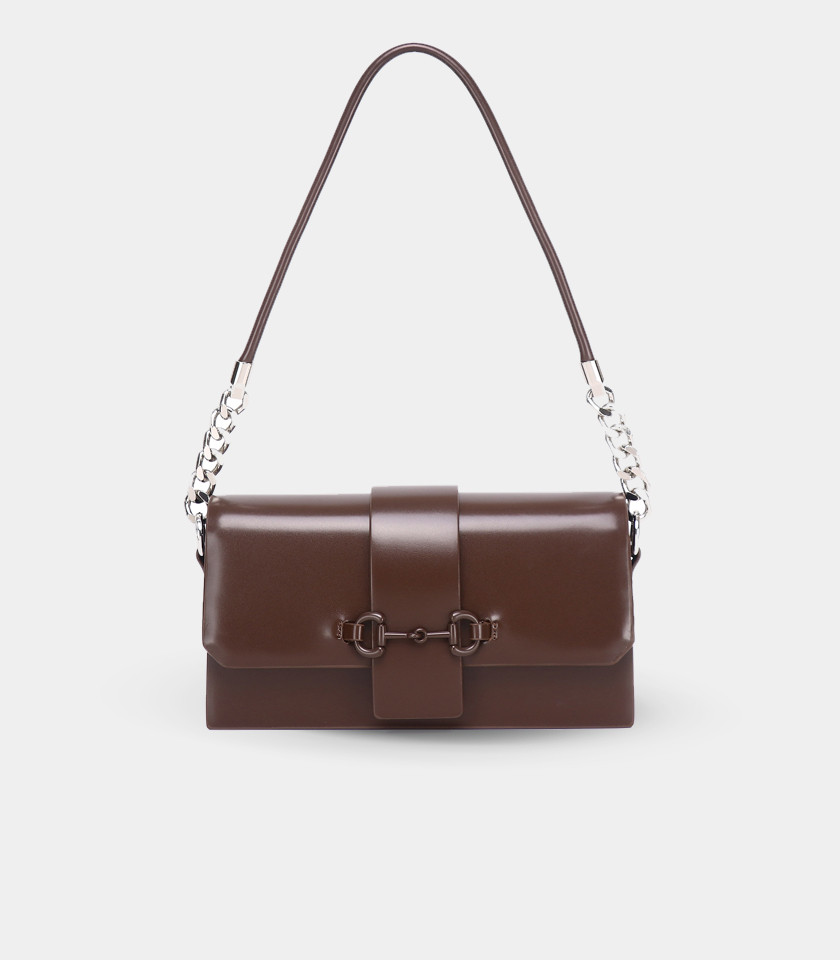 AFFIRMÉ FÉFÉ chain shoulder bag – Coffee color, front view.