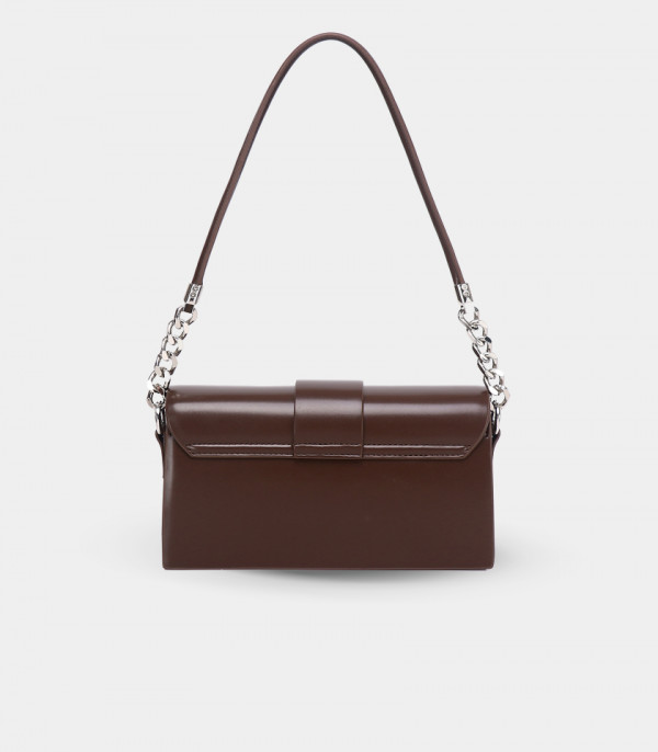 Back view of the AFFIRMÉ FÉFÉ chain shoulder bag – Coffee color.