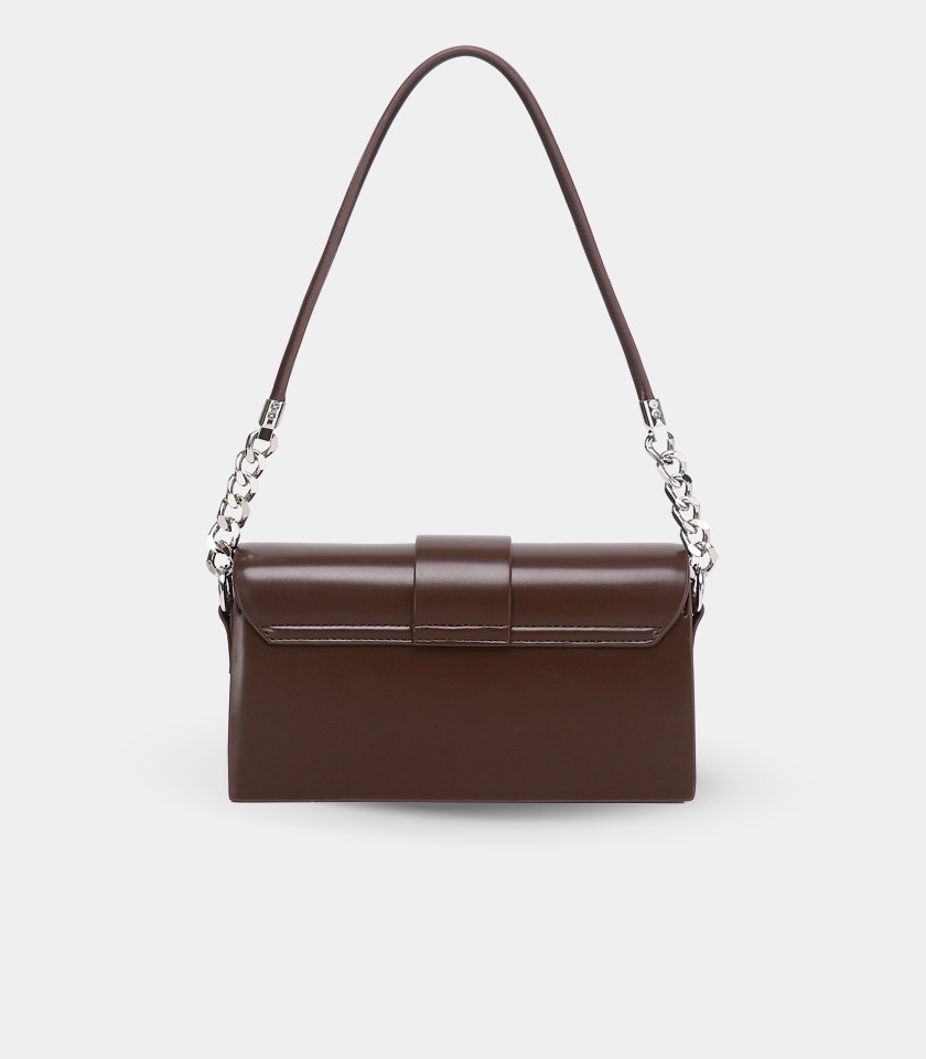 AFFIRMÉ FÉFÉ chain shoulder bag – Coffee color, front view.