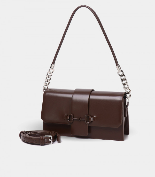 AFFIRMÉ FÉFÉ shoulder bag, Coffee color, with its removable shoulder strap.