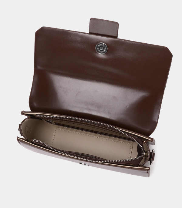 Interior view of the AFFIRMÉ FÉFÉ chain shoulder bag – Coffee color.