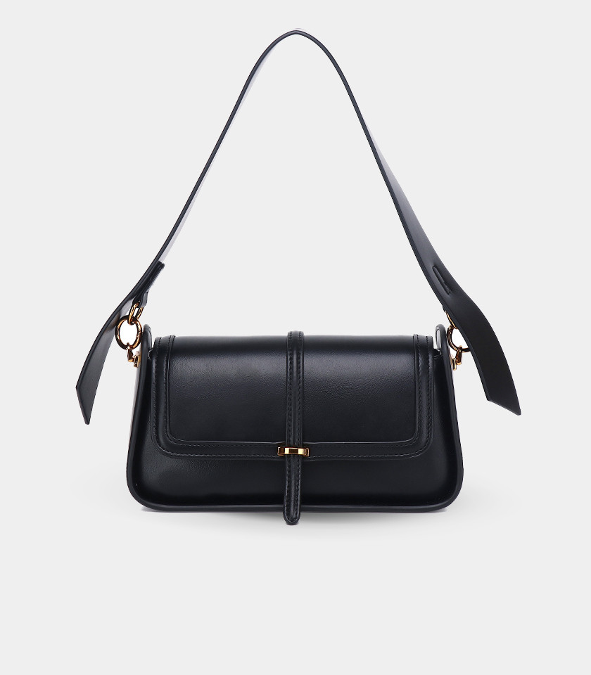 INTEMPOREL FÉFÉ structured shoulder bag – Black color, front view.