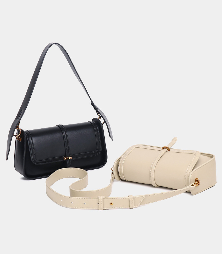 INTEMPOREL FÉFÉ structured shoulder bag – Black color, front view.