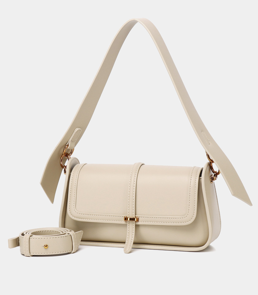 INTEMPOREL FÉFÉ structured shoulder bag – Cream color, front view.