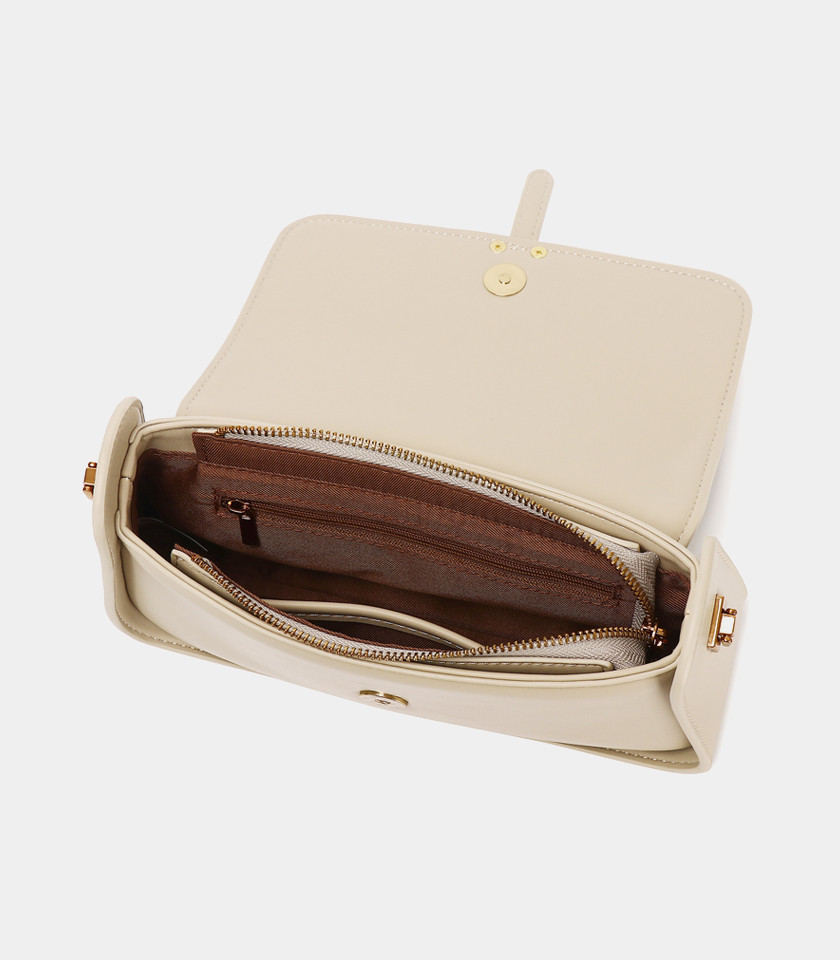 INTEMPOREL FÉFÉ structured shoulder bag – Cream color, front view.