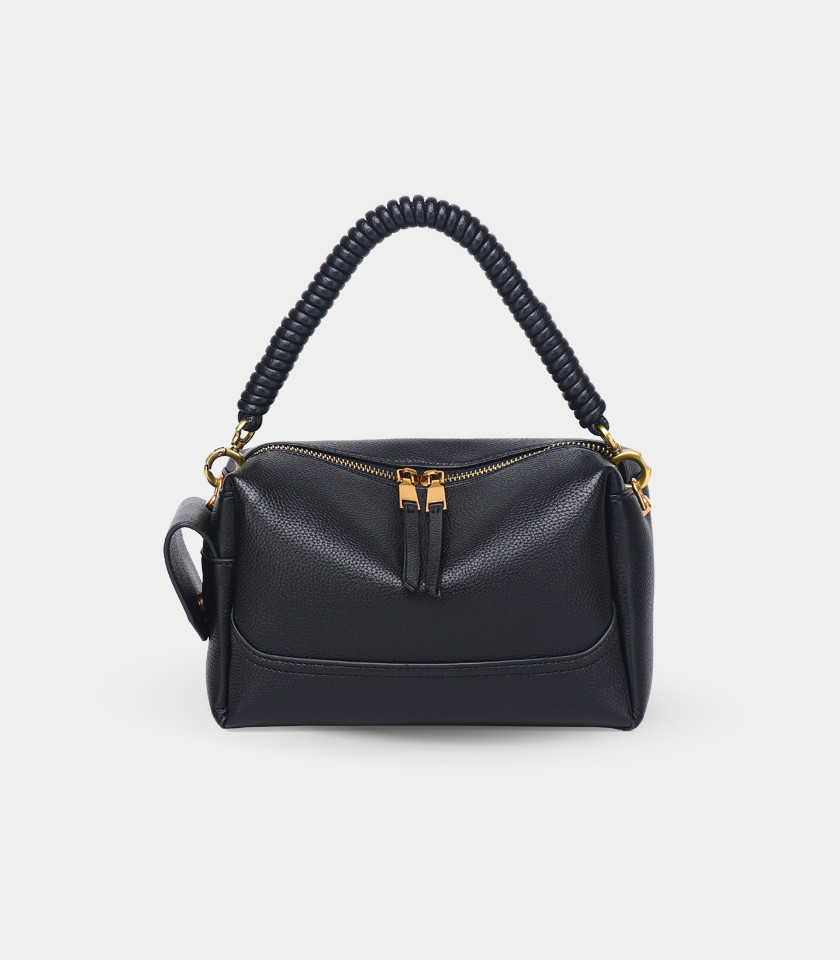 Borsa a mano con manico a torciglione – AISANCE FÉFÉ colore Nero, vista frontale.