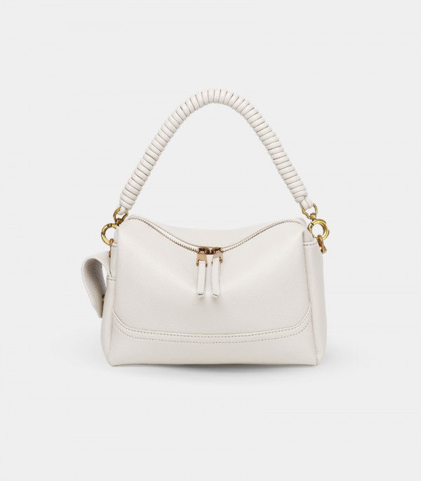 AISANCE FÉFÉ handbag with twist strap – Ivory color, front view.