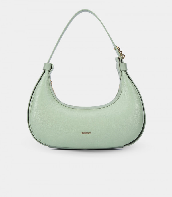 Borsa hobo a croissant MODERNA - BAGCO colore Pistacchio, vista frontale.