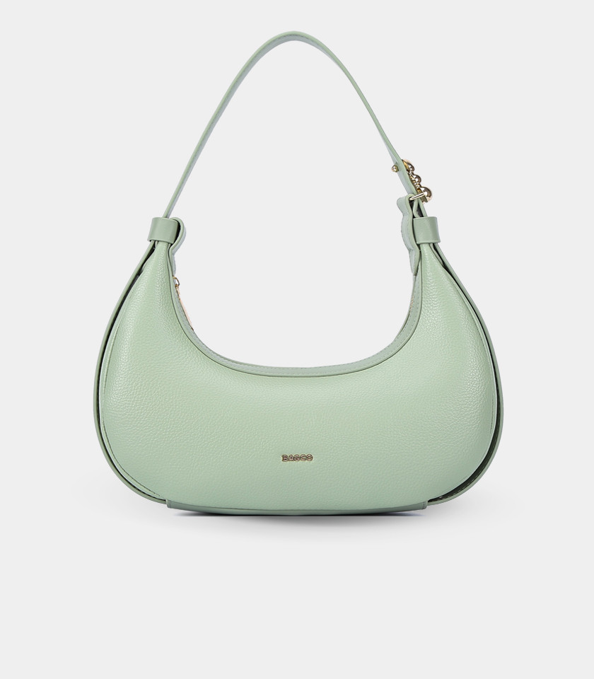 MODERNA croissant hobo bag - BAGCO Pistachio color, front view.