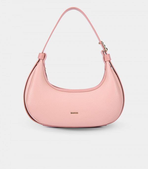 MODERNA croissant hobo bag - BAGCO Salmon color, front view.