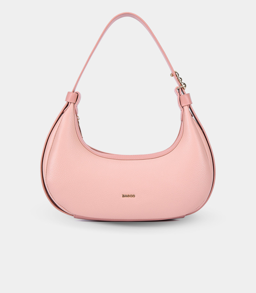 MODERNA croissant hobo bag - BAGCO Salmon color, front view.