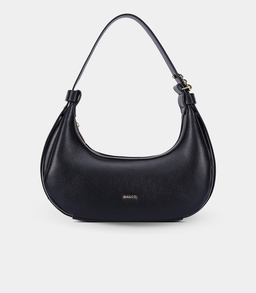 Borsa hobo a croissant MODERNA - BAGCO colore Nero, vista frontale.