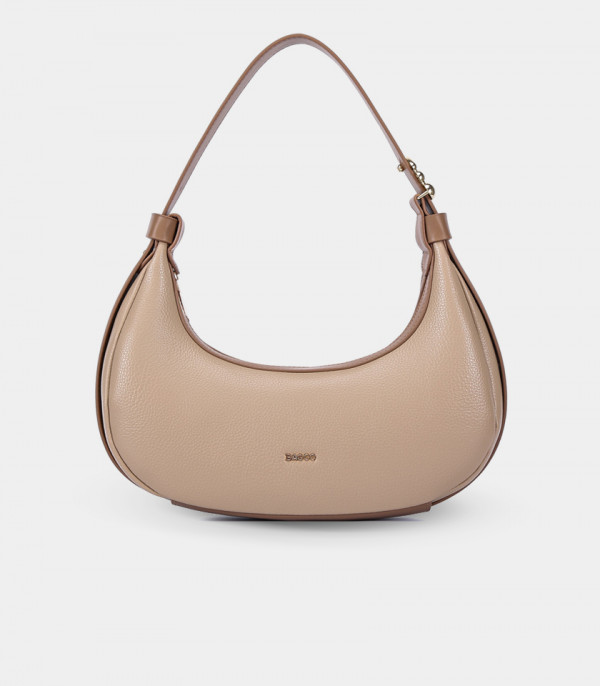 Sac hobo croissant MODERNA - BAGCO couleur Crème, vue de face.