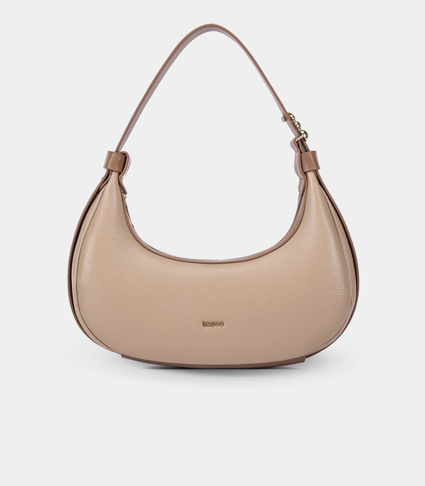 MODERNA croissant hobo bag - BAGCO Cream color, front view.