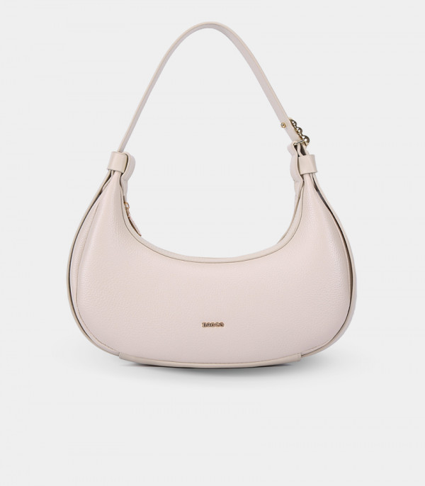 MODERNA croissant hobo bag - BAGCO Ivory color, front view.