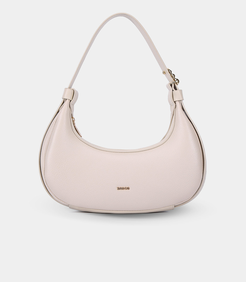 MODERNA croissant hobo bag - BAGCO Ivory color, front view.