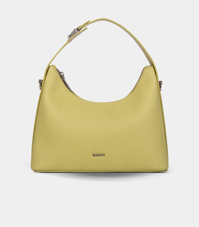 Bolsa hobo macia com alça HORIZON - BAGCO cor Pistache, vista frontal.