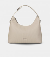 Bolsa hobo macia com alça HORIZON - BAGCO cor Marfim, vista frontal.