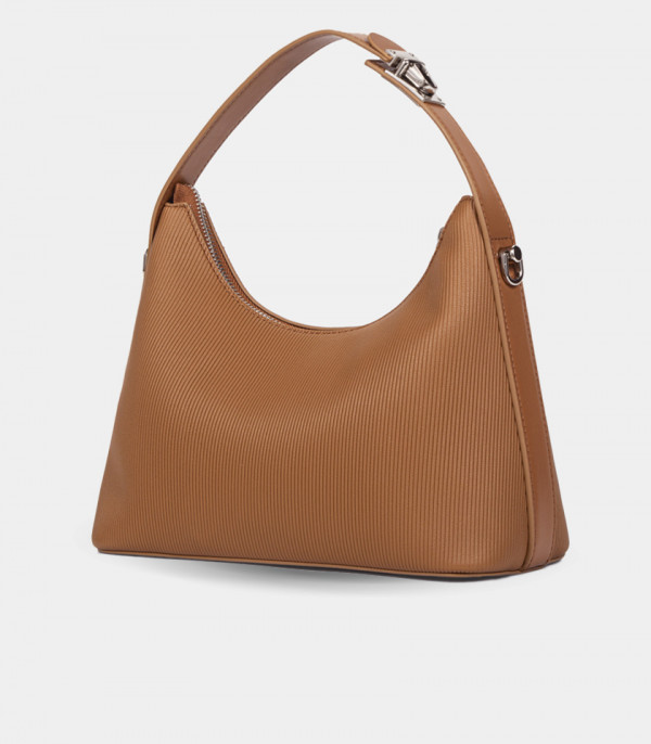 Vista traseira da bolsa hobo macia HORIZON - BAGCO cor Café.