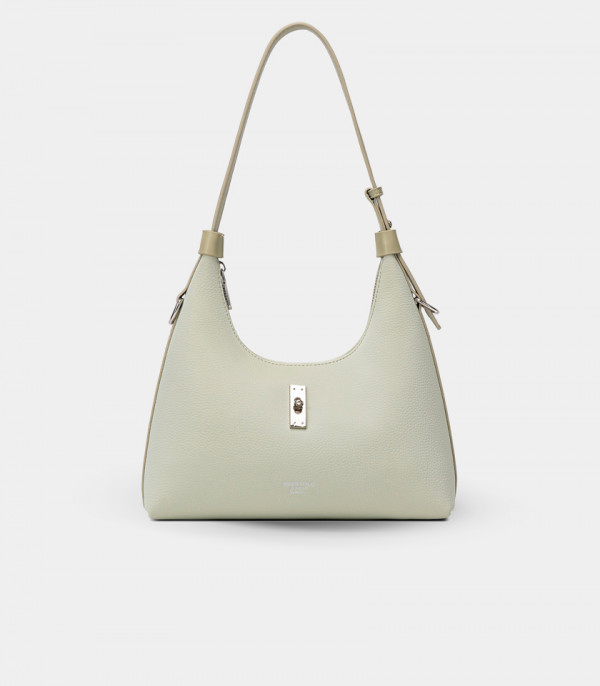 Borsa hobo morbida SIGNATURE - BAGCO colore Pistacchio, vista frontale.