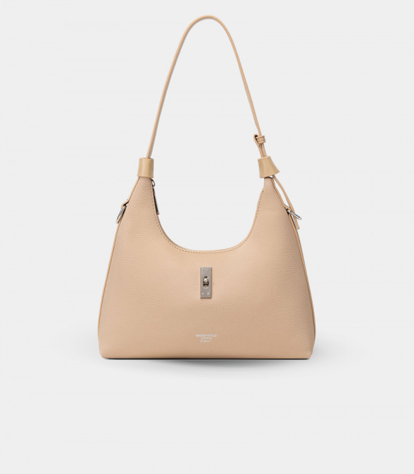 Borsa hobo morbida SIGNATURE - BAGCO colore Crema, vista frontale.