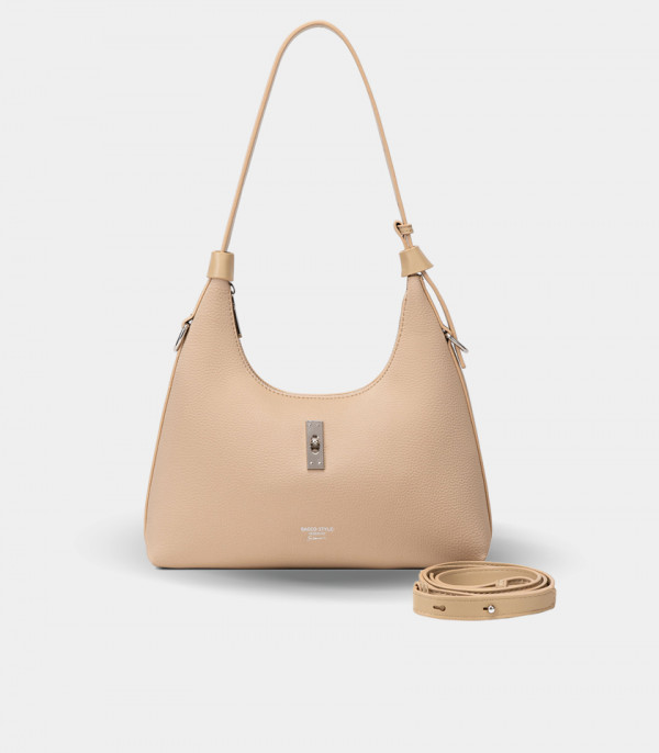 SIGNATURE soft hobo bag - BAGCO Cream color, with its shoulder strap.